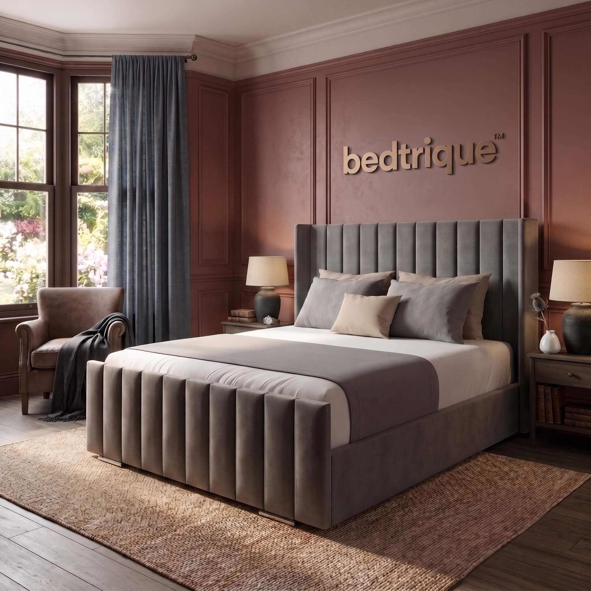 2026 Milan Wingback Bed® with Optional Ottoman Storage