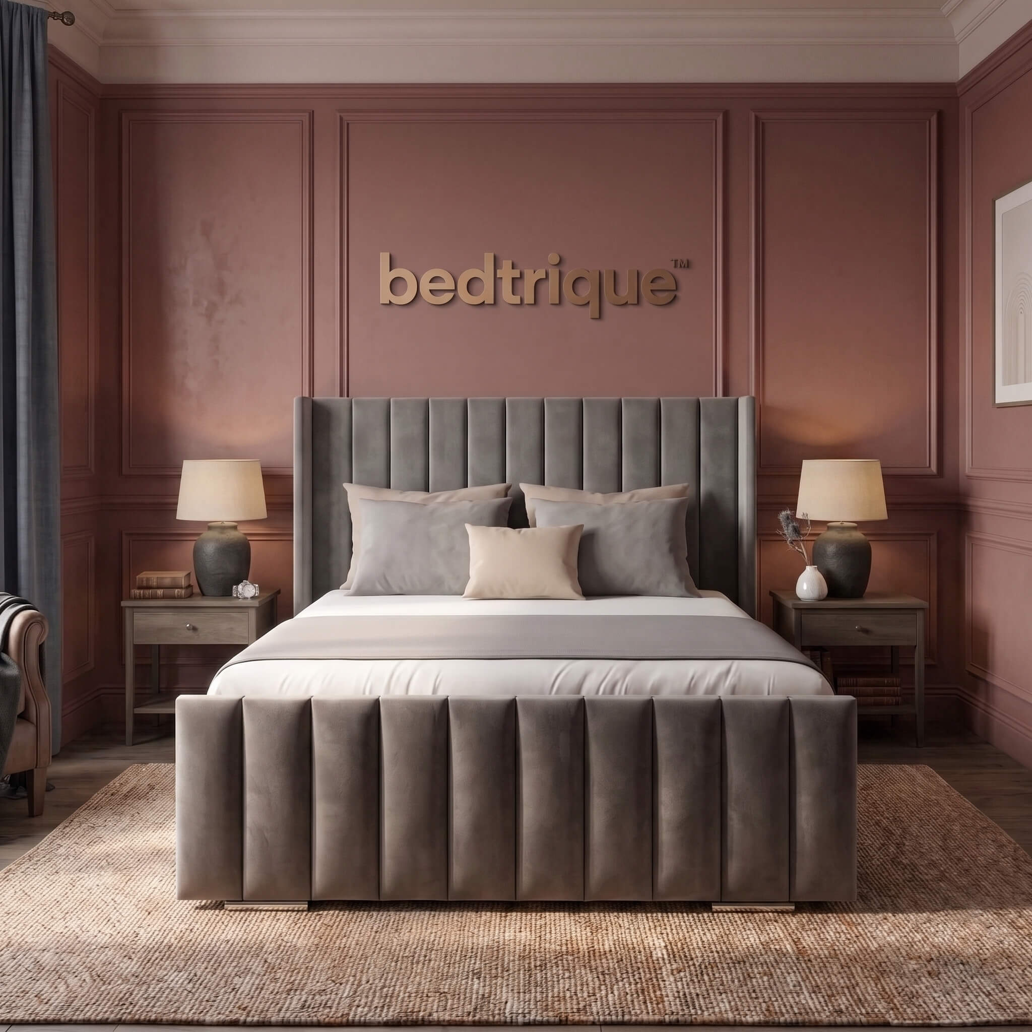 2026 Milan Wingback Bed® with Optional Ottoman Storage