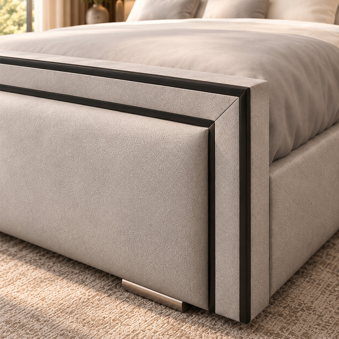 2026 Ibiza Linear Upholstered Bed with Black Lining