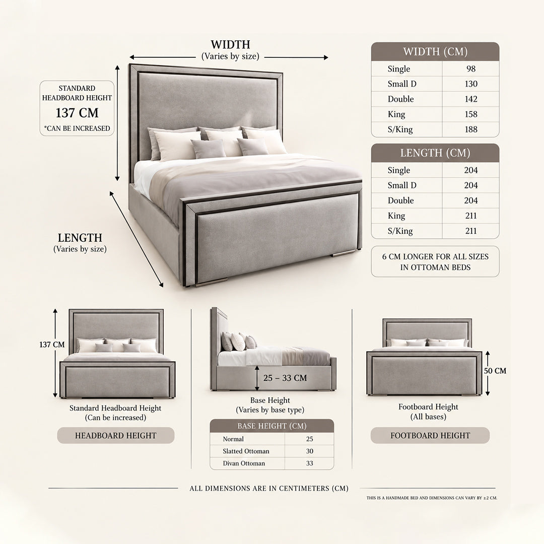 2026 Ibiza Linear Upholstered Bed with Black Lining