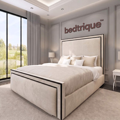 2026 Ibiza Linear Upholstered Bed with Black Lining